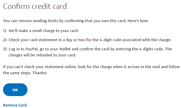 Instrukcijos, kaip tvirtinama kortelė PayPal